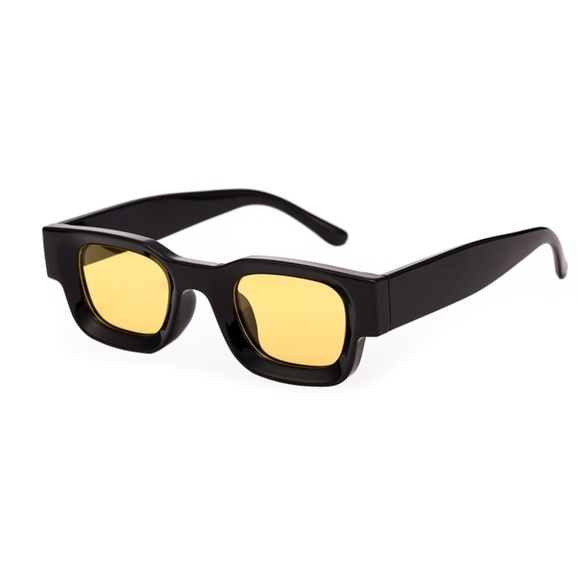 90s Small Black Square Frame Retro Men Women Y2K Fashion Rave Party Sunglasses - Picture 5 of 6
